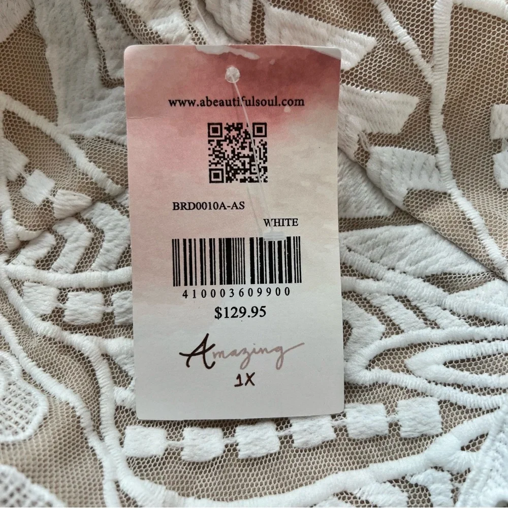 NWT A Beautiful Soul Arula White Lace Maxi Dress - Plus 1X - Picture 4 of 7